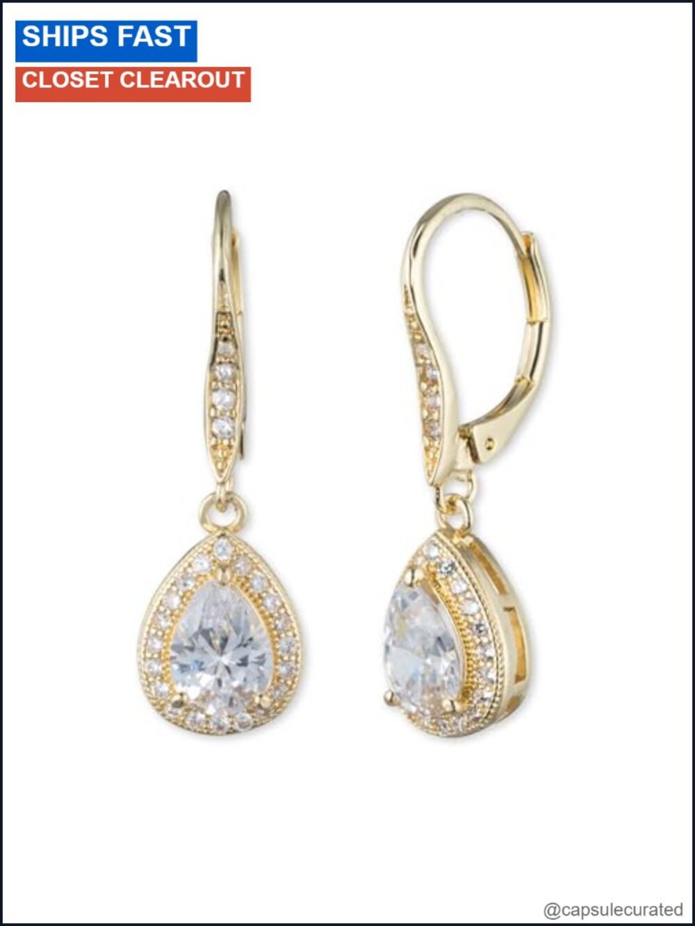 Anne Klein Crystal Drop Earrings Statement Fashion Jewelry